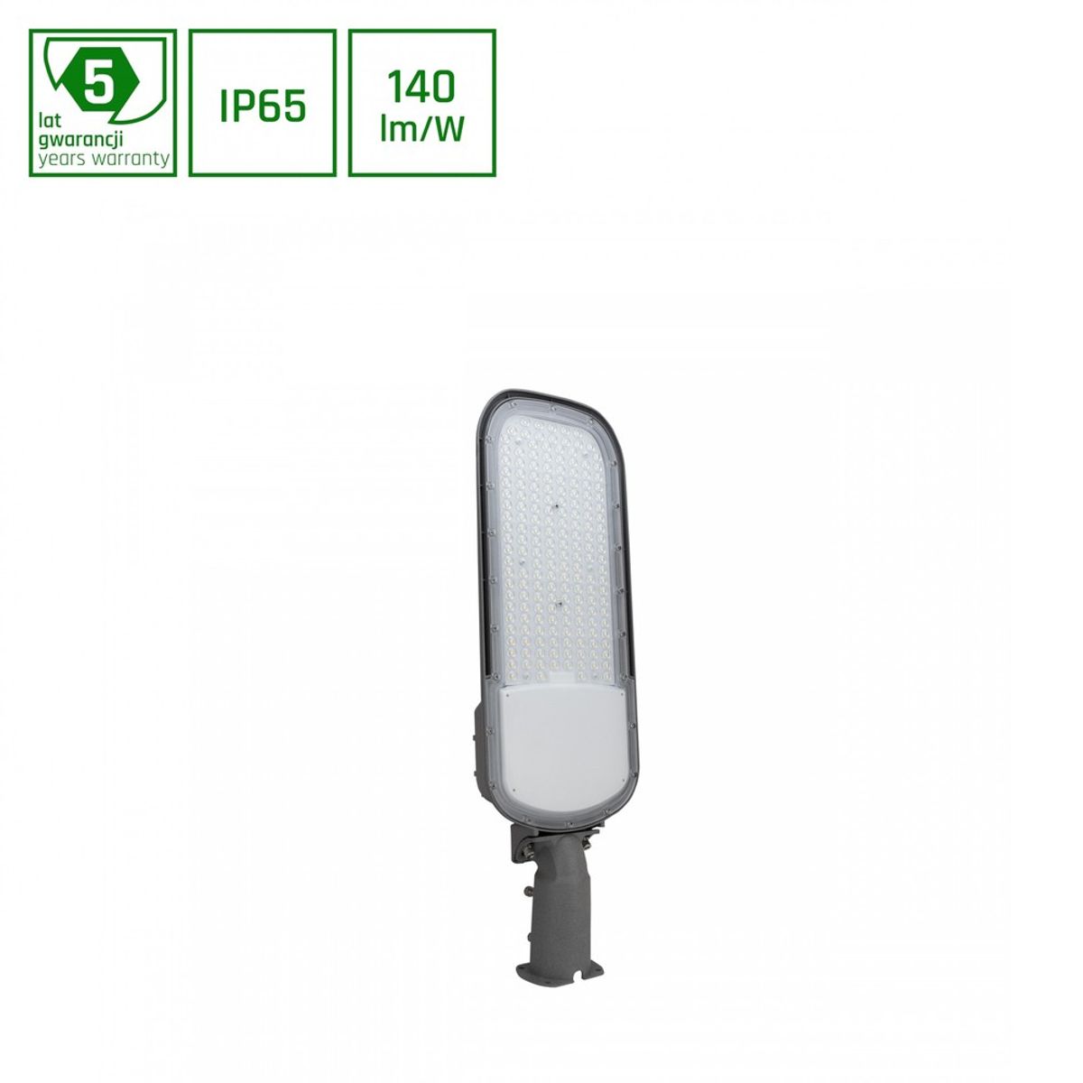 STREETOS 2 150W - Neutral Hvid, 230V, 145/75°, IP65, IK09, 675x218x75mm, Grå, Skumringssensor - Dæmpbar : Ikke dæmpbar, Kulør : Neutral