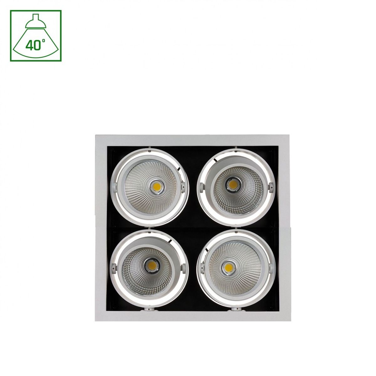 MODERN-DAY Downlight - 4x1LED, COB, Citizen, 40°, 230V, 4x27W, IP20, Varm hvid, Firkantet - Kulør : Varm