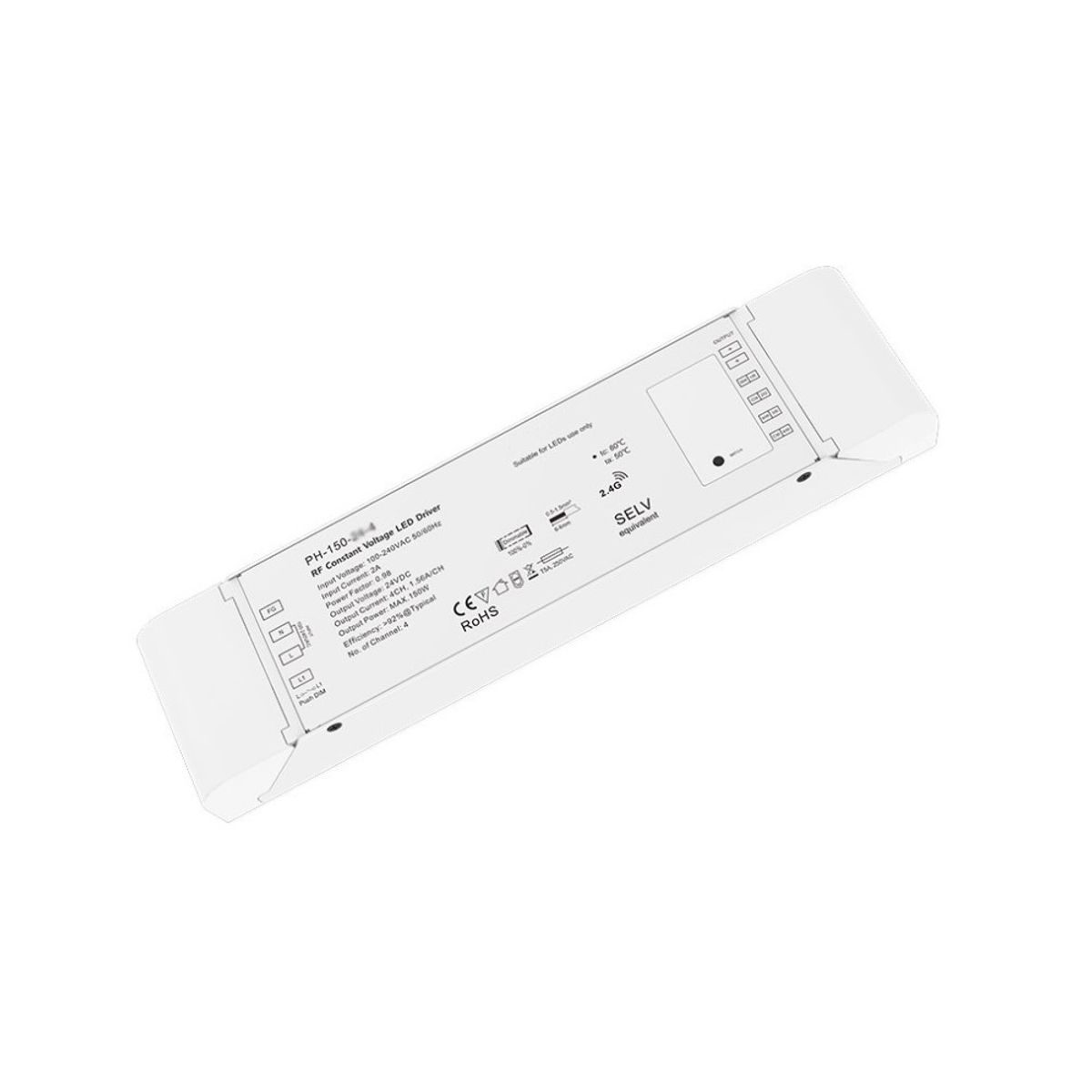 LEDlife rWave 150W dæmpbar strømforsyning - 12V DC, 12,5A, RF, push-dæmp, 4 kanaler