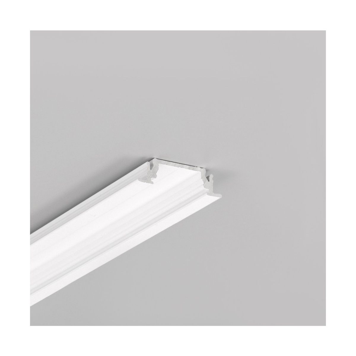 1m aluprofil GROOVE14 EE7F/TY - Hvid lakeret, indbygget, LED skinne