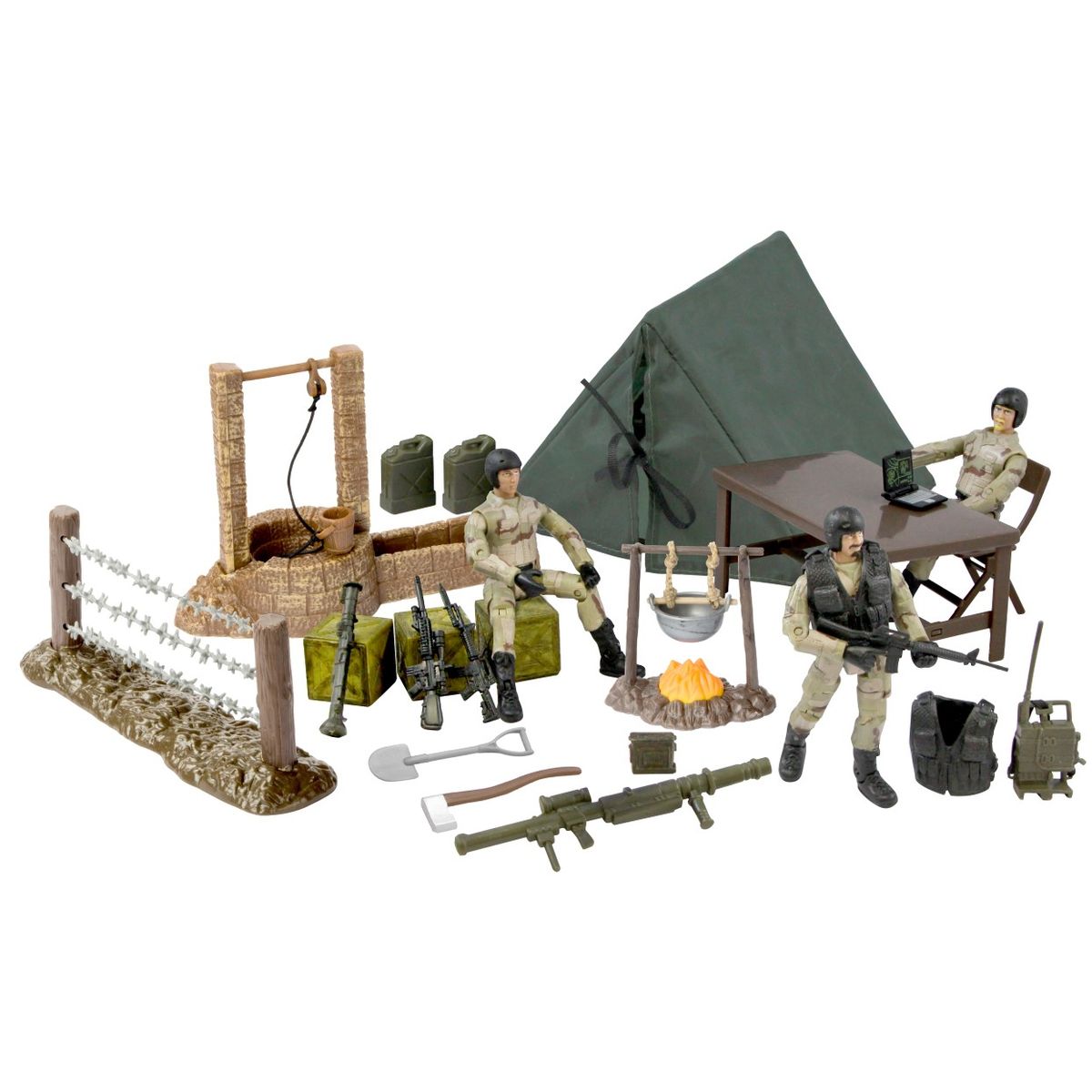 World Peacekeepers 1:18 Militær Stor Camp inkl. 3 actionfigurer