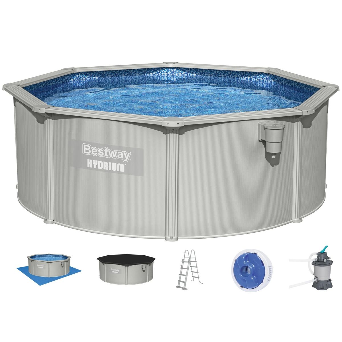 Bestway Hydrium 366 x 122 cm stål pool m/sandfilter, Skimmer (2025 model)