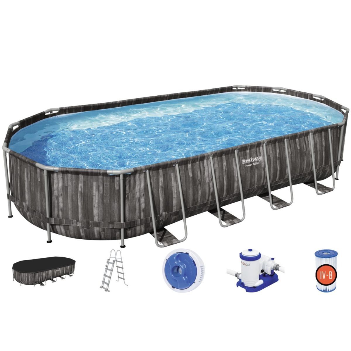 Bestway Power Steel 732 x 366 x 122 cm Oval pool m/stige mv