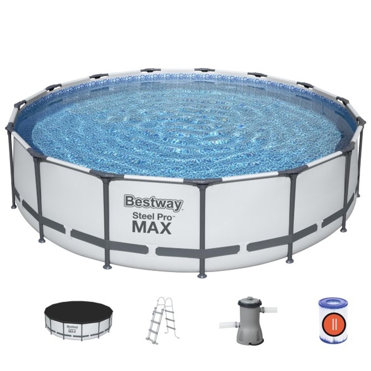 Bestway Steel Pro MAX Frame Pool 457 x 107 cm m/pumpe, stige m.v.