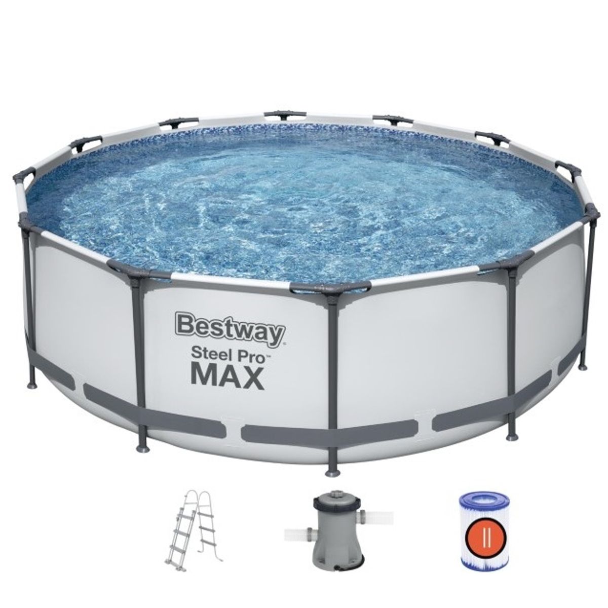 Bestway Steel Pro MAX Frame Pool 366 x 100cm m/filter pumpe, stige