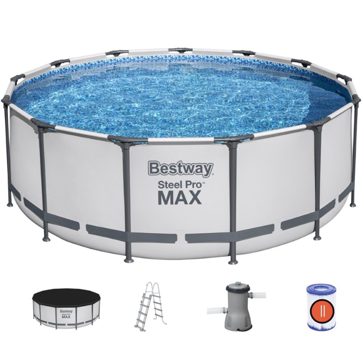 Bestway Steel Pro MAX Frame Pool 396 x 122cm m/pumpe, stige m.v.