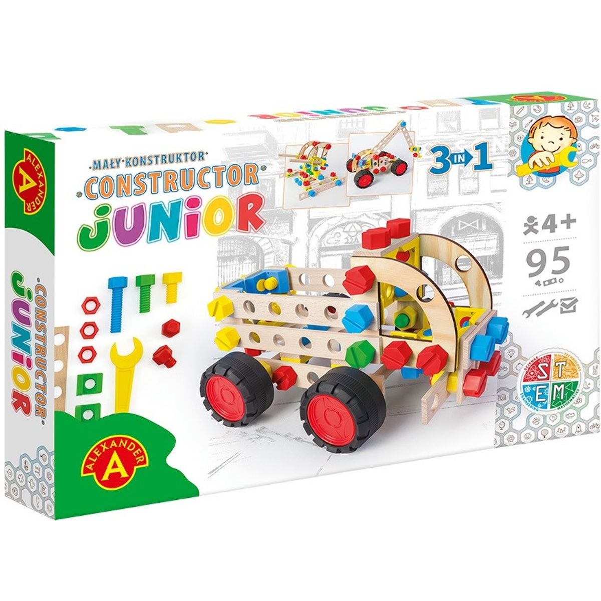 Junior Træ Konstruktionsbyggesæt 3-i-1 Truck