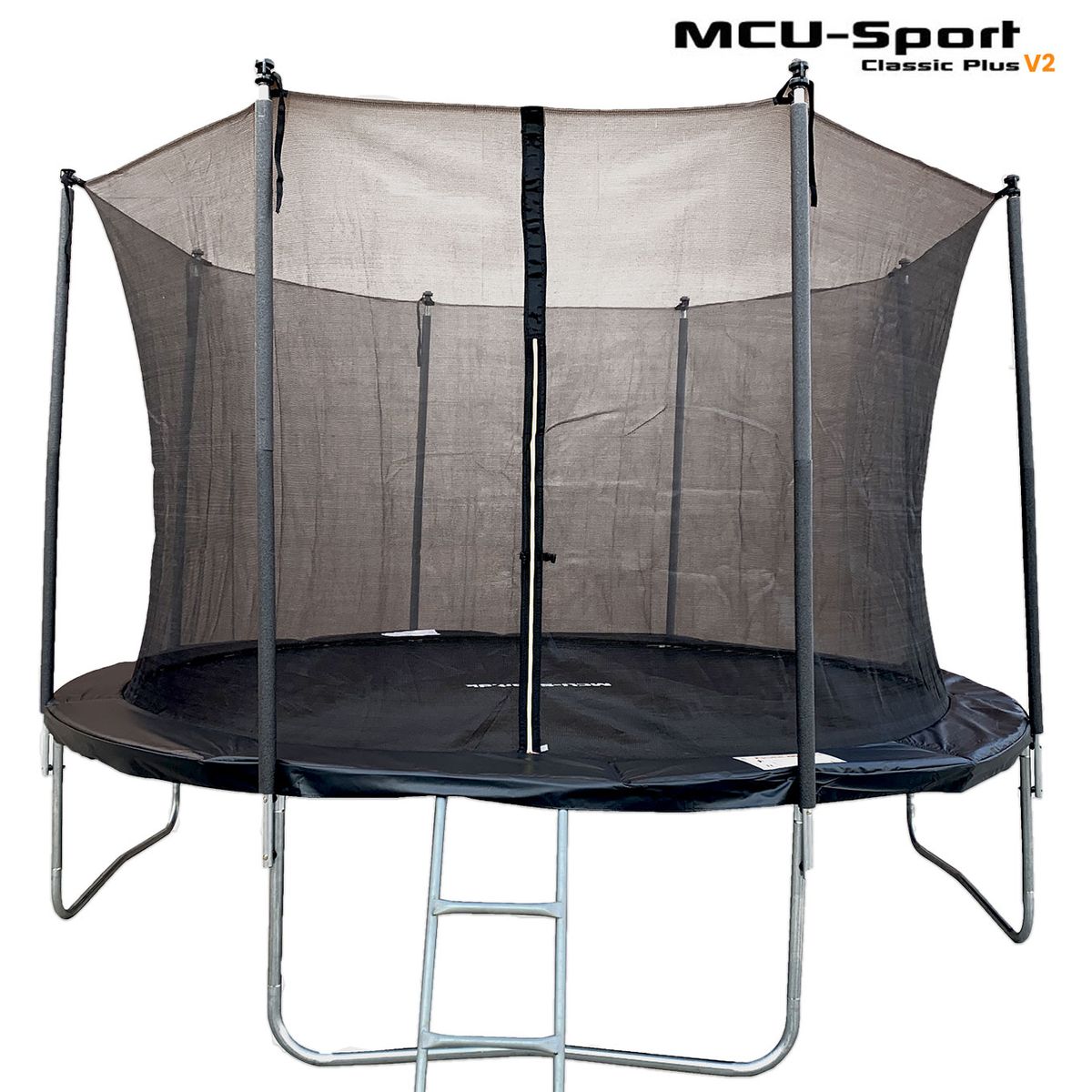 MCU-Sport Classic Plus V2 3.7M Trampolin + Sikkerhedsnet + Stige Sort