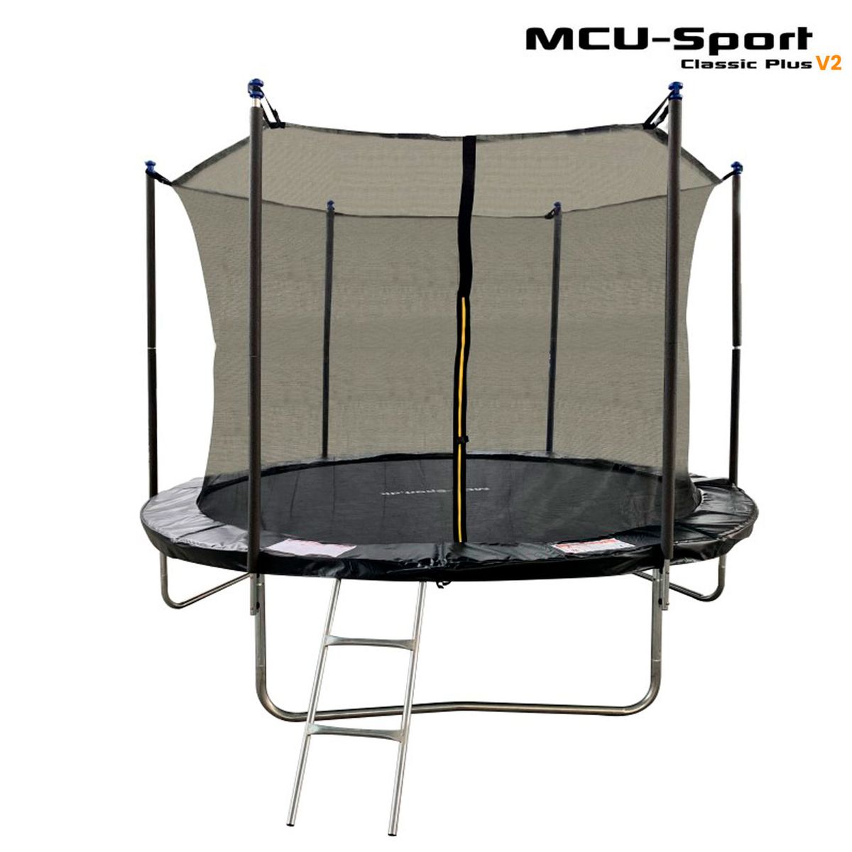 MCU-Sport Classic Plus V2 2,44M Trampolin + Sikkerhedsnet + Stige Sort