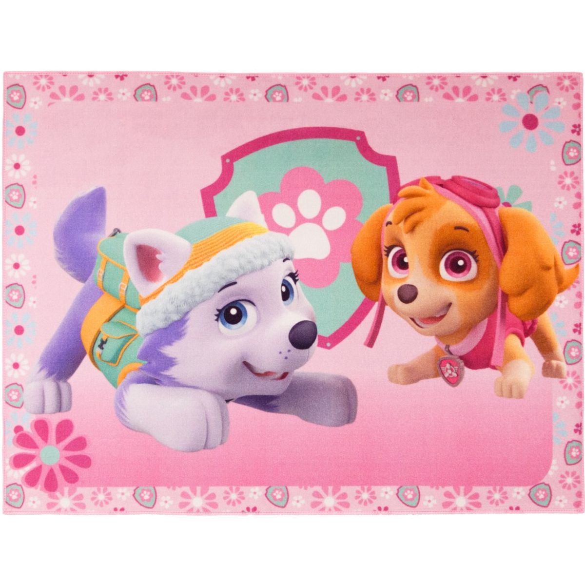 Paw Patrol Everest og Skye De Luxe gulvtæppe til børn 95x125