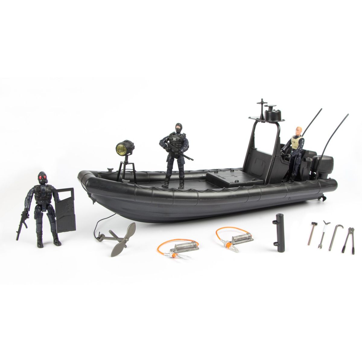 S.W.A.T. Patruljebåd inkl. tilbehør og 3 actionfigurer 1:18