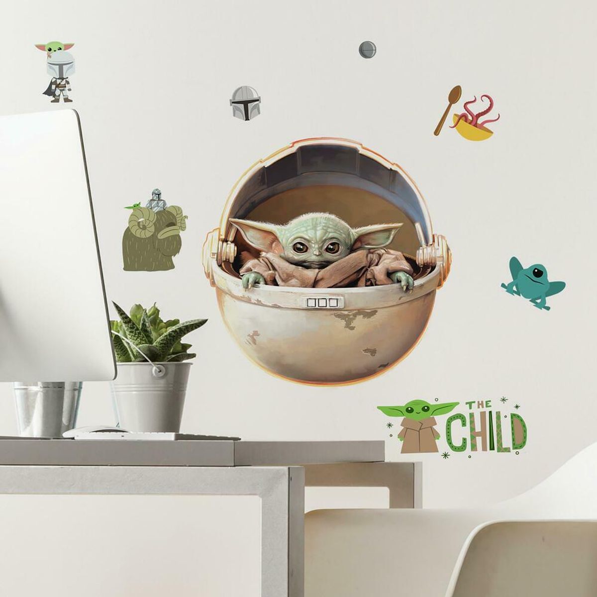 Star Wars Mandalorian - Painted Baby Yoda Wallstickers