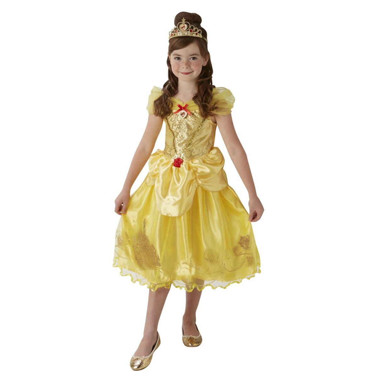 Disney Prinsesse Belle Deluxe Kjole Udklædningstøj (3-9 år)(Str. 104/S)