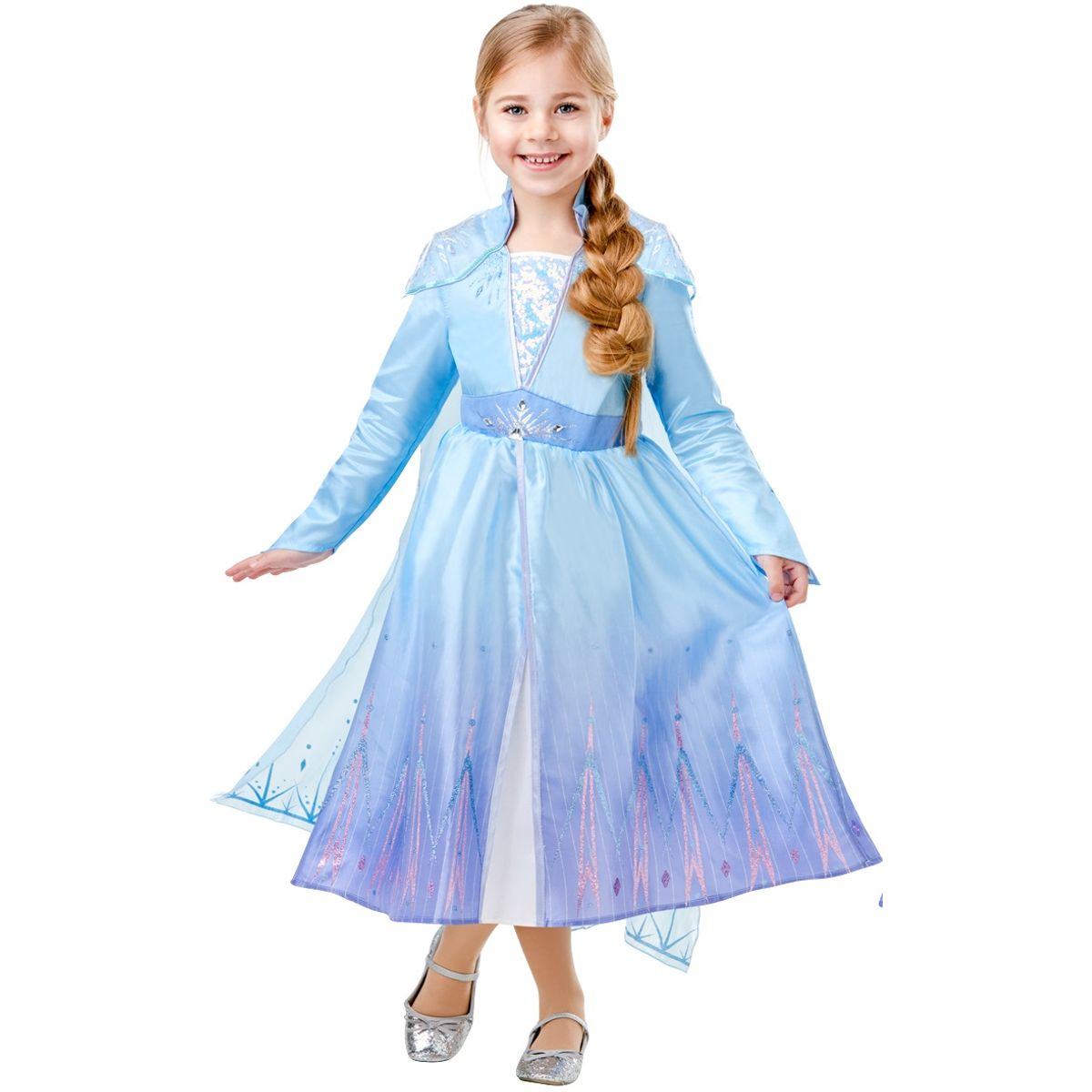 Disney Frost 2 ELSA Deluxe Kjole Udklædningstøj (3-9 år)(Str. 128/L)