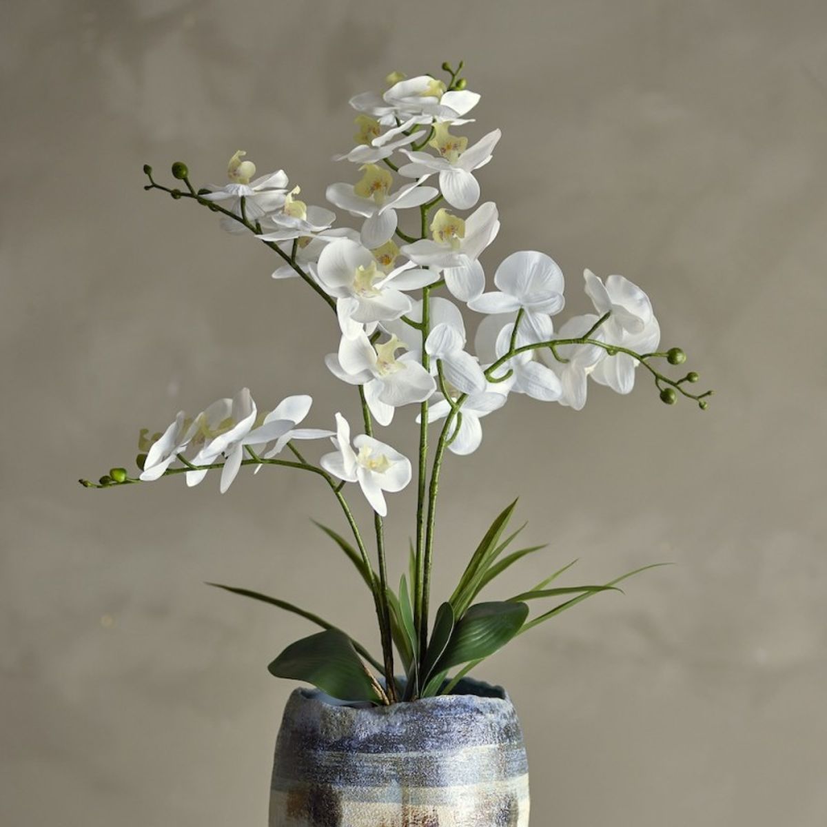 Orkidé plante m/ hvide blomster, kunstig - Bloomingville - H: 84 cm