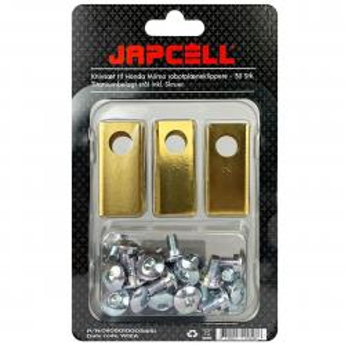 JAPCELL Knife set for Honda Miimo robotic lawnmowers - 30 pcs. Titanium coated steel incl. Screws. - Diverse