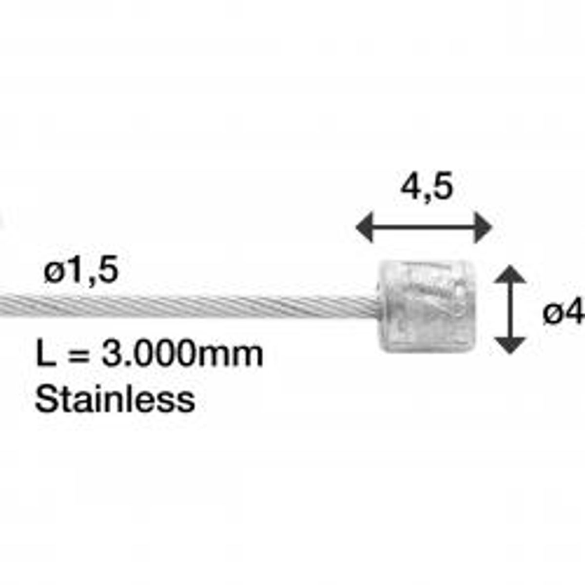 Bremsekabel Til Splitter(el2017161) Nedre 3000mm - Cykelreservedele