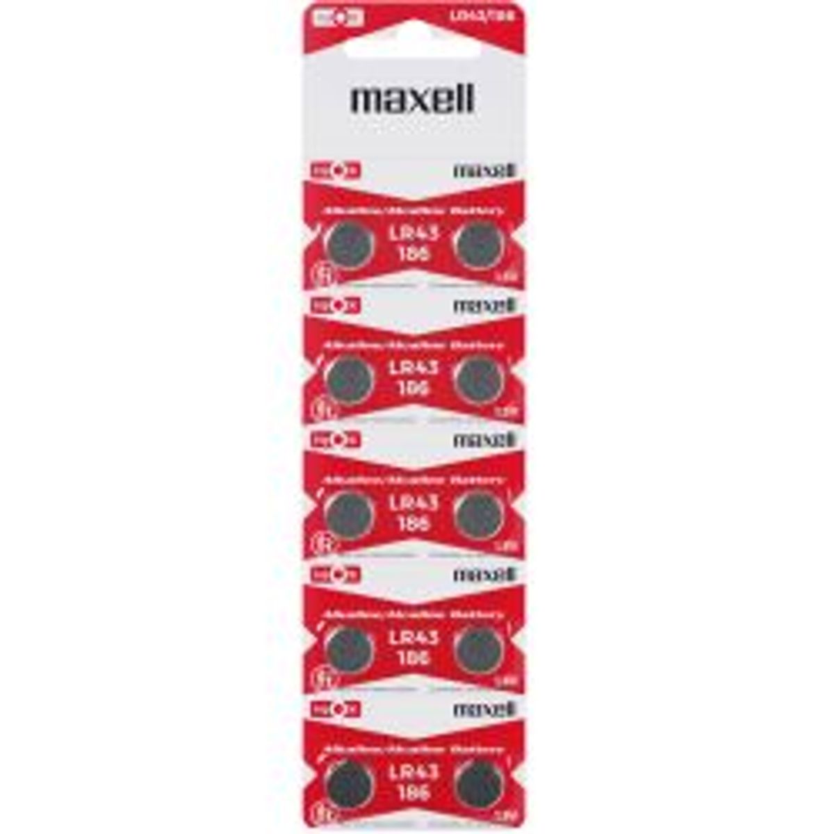 Maxell Lr43 1.5v Alkaline Battery, 10-pack