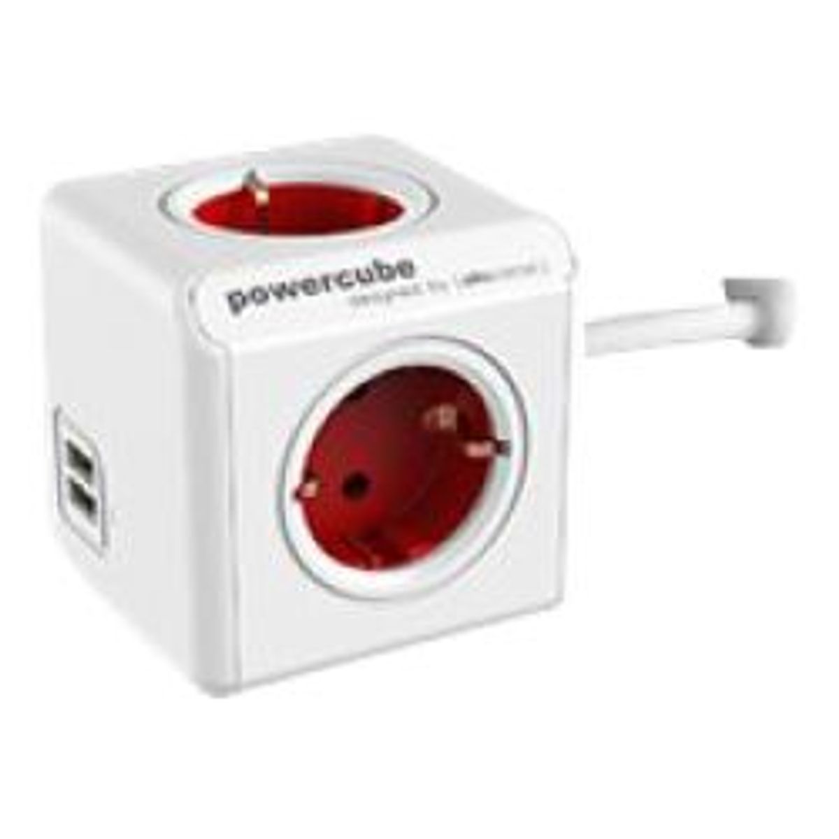 Powercube Power distribution unit, AC 250 V, output connectors: 6 (USB, Power), 1.5 m, Boston red - Stikdåse