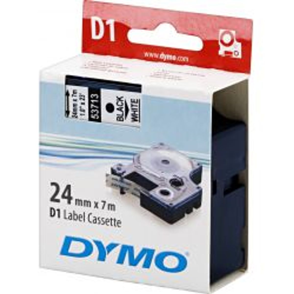 Dymo D1, Marking Tape, 24mm, Black Text On White Tape, 7m