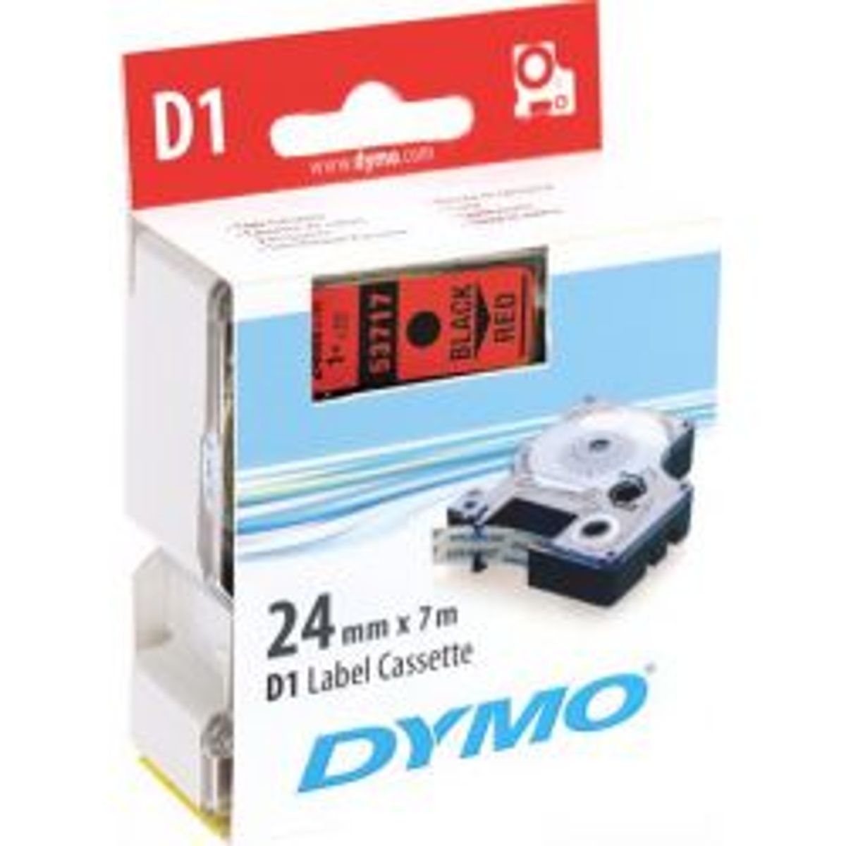 Dymo D1, Marking Tape, 24mm, Black Text On Red Tape, 7m - 53717