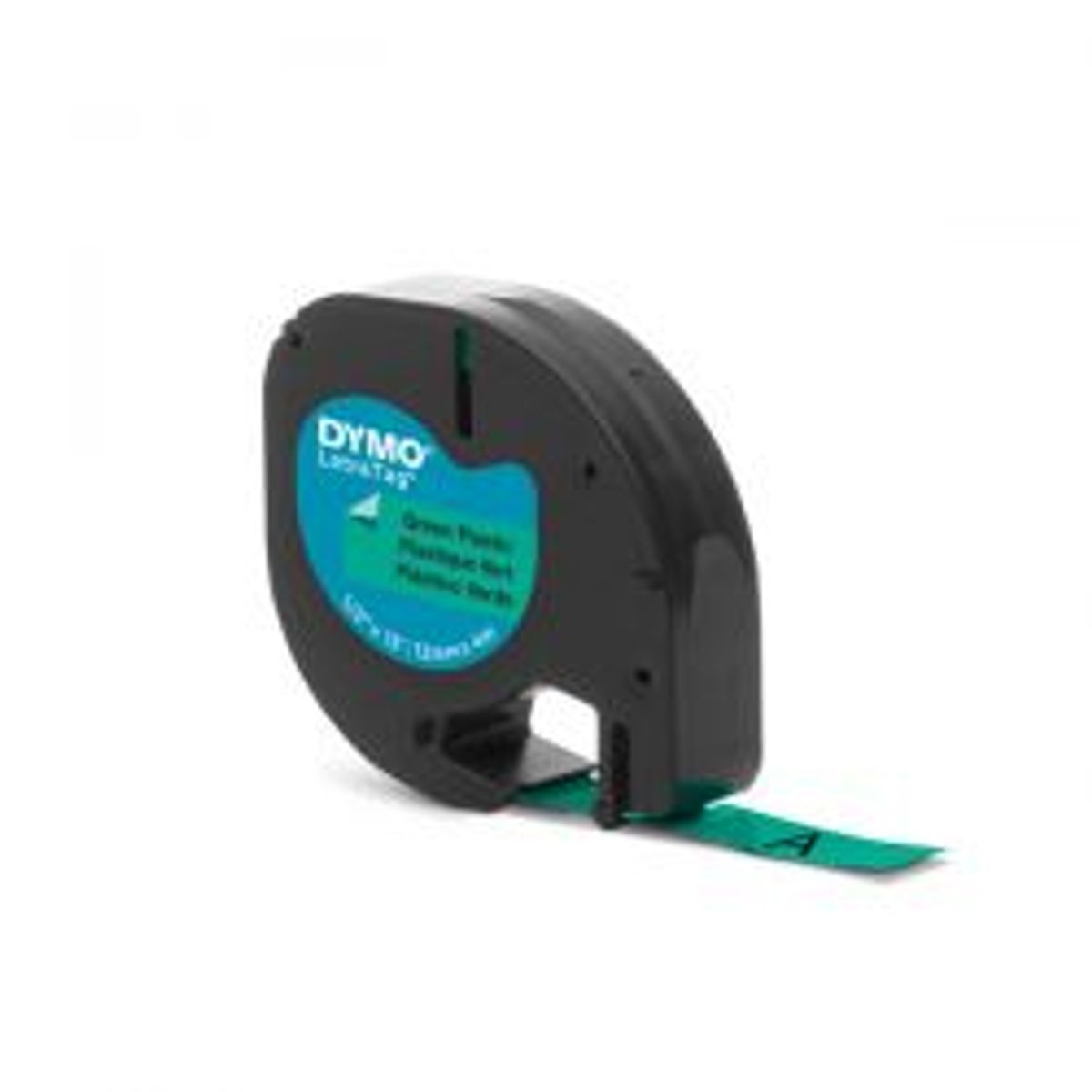 Dymo Letratag, Printer Tape, 12 Mm Width, 4m, Black On Green