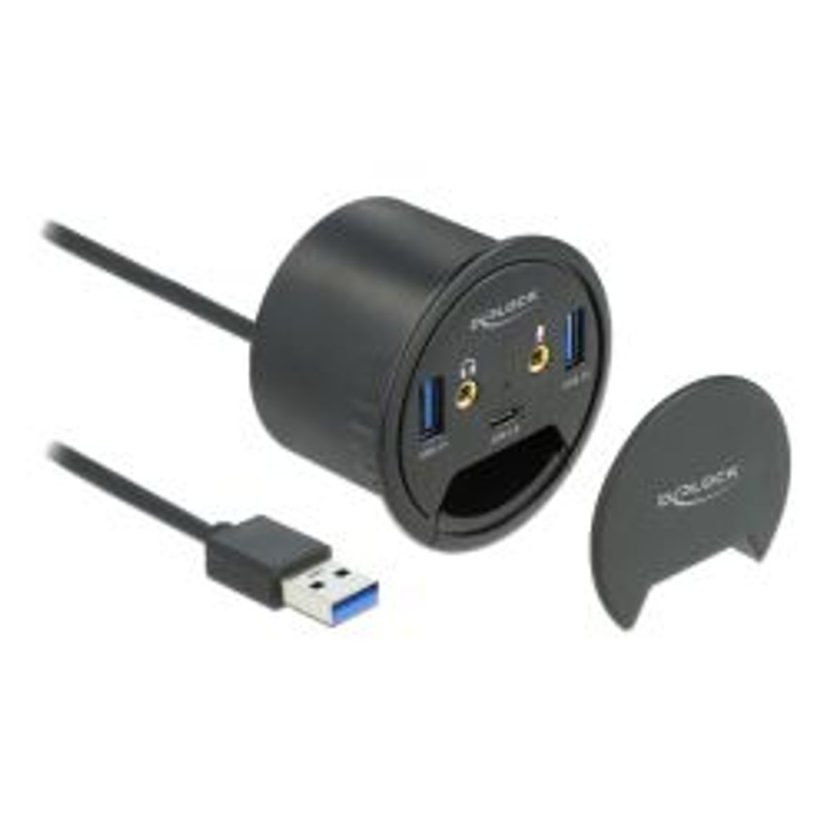 Delock 3 Port In-desk Hub Usb 1 X Usb Type-c And 2 X Usb Type-a +hd - Tilbehør til computer