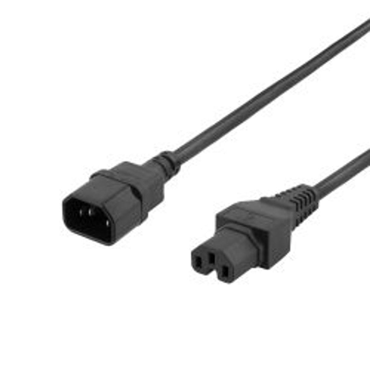 Deltaco Extension Cord Iec C15 - Iec C14, 0.5m, Black - Ledning