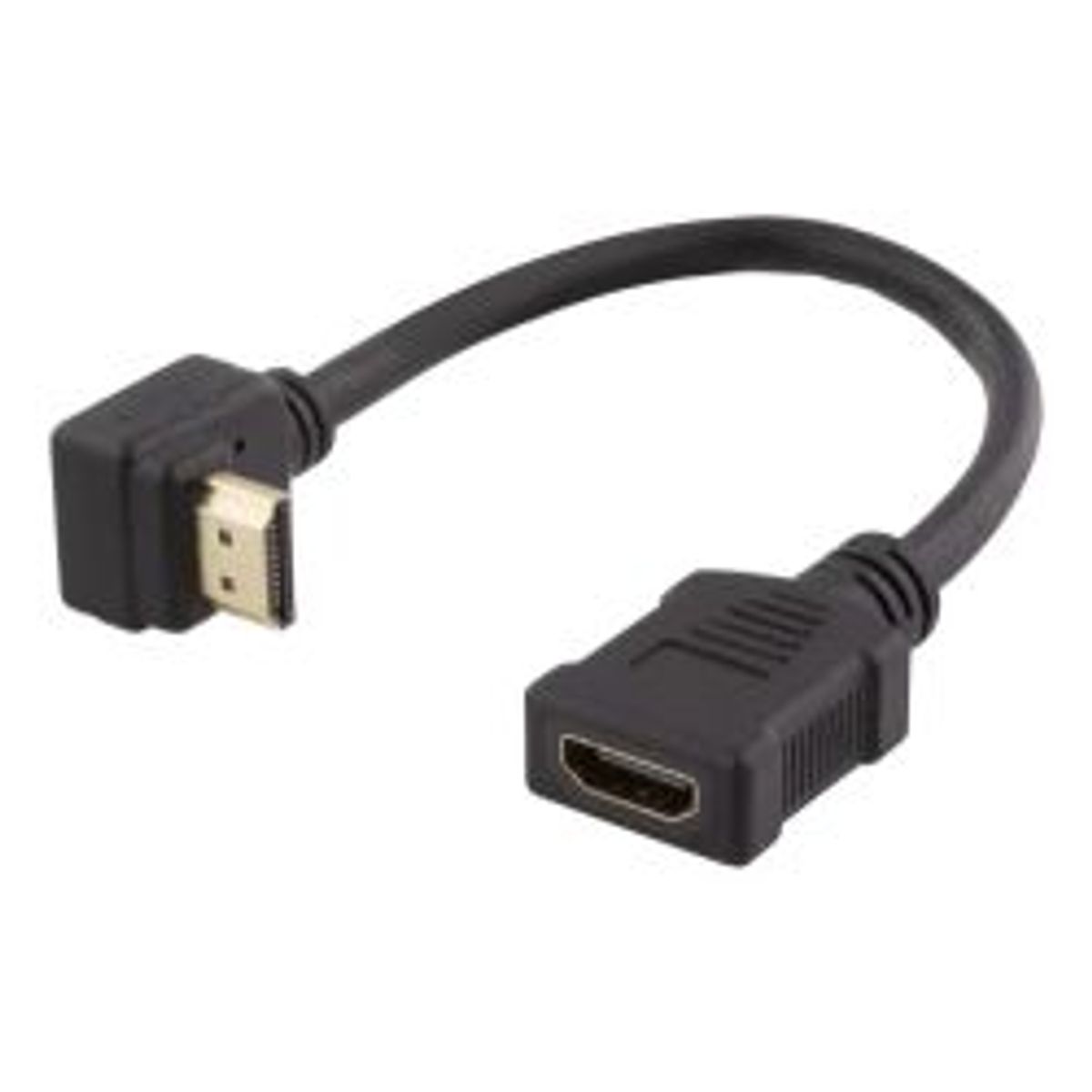 Deltaco Flexible Hdmi Adapter, 0.2m, Up-angled, Hdmi M/f, Uhd, Black - Adapter