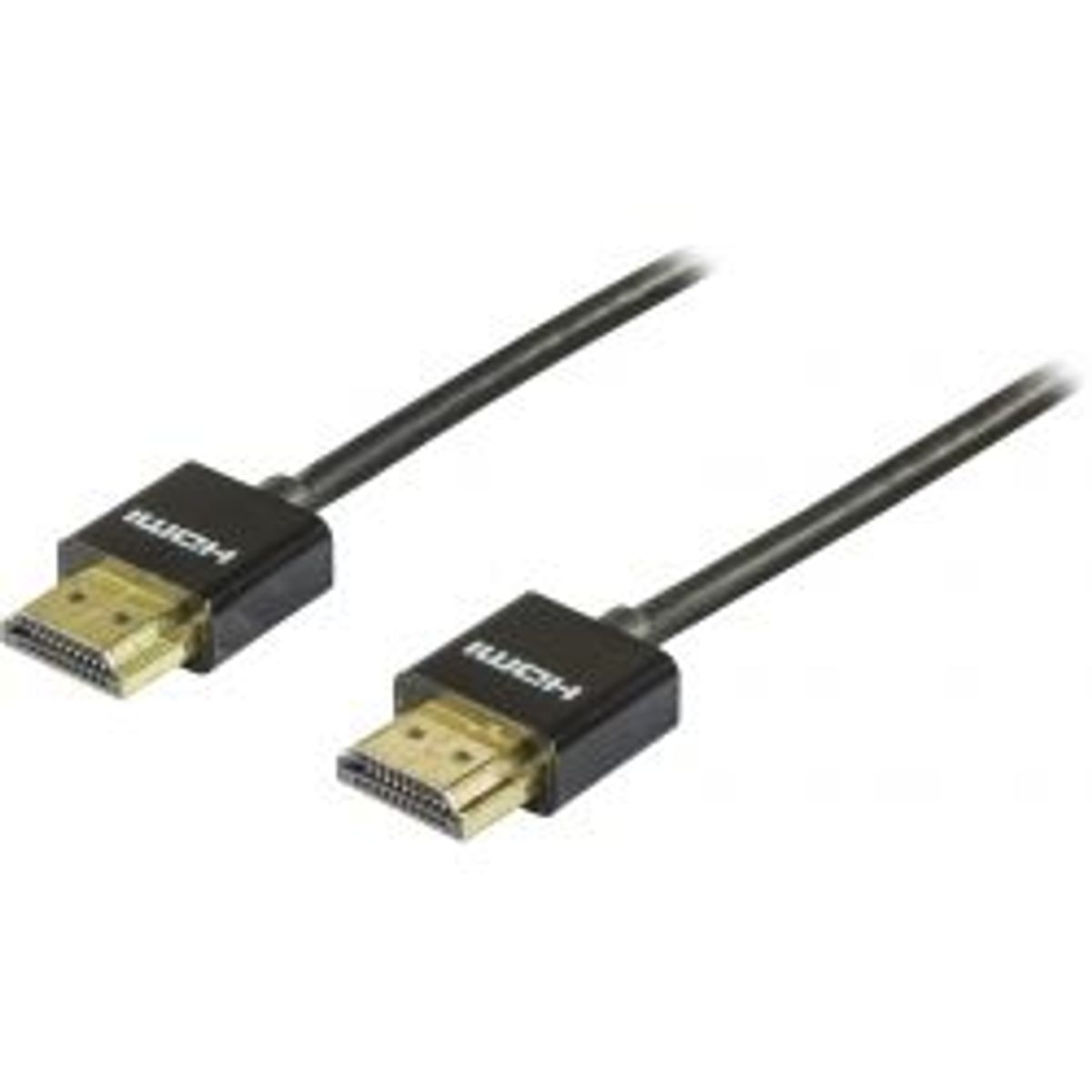 Deltaco Thin Hdmi Cable, Hdmi High Speed With Ethernet, 1m, Black - Ledning