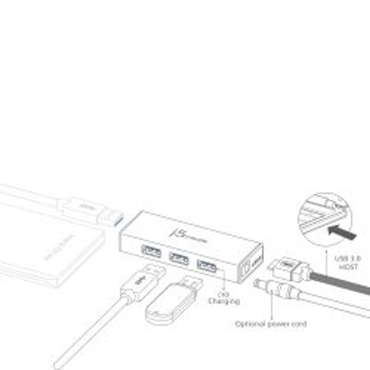 J5create Usb 3.0 4-port Mini Hub - Eu/uk - Tilbehør til computer