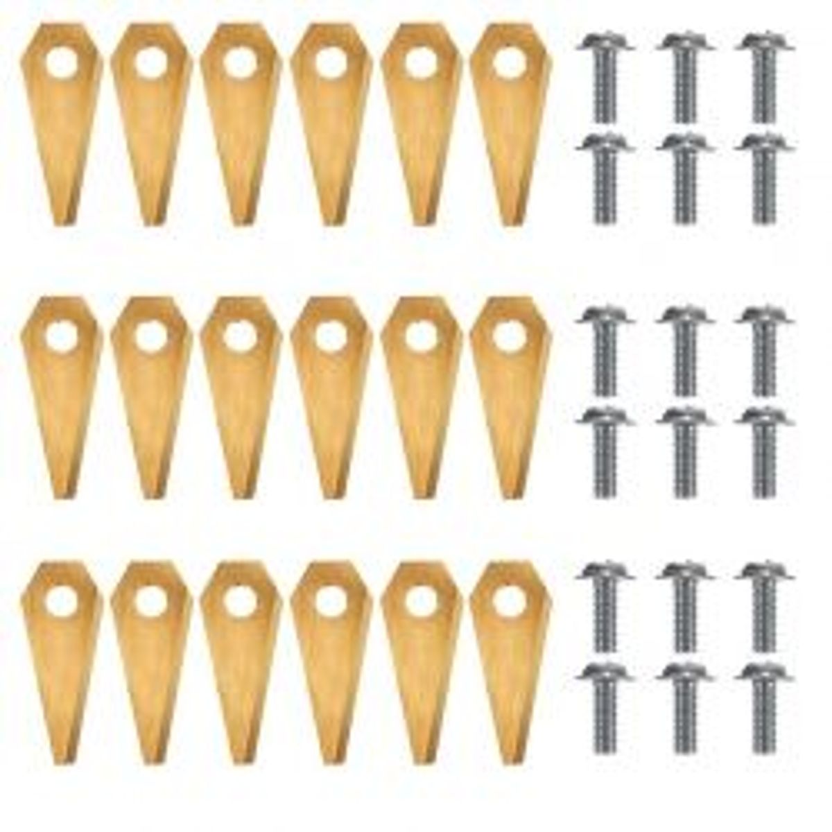 JAPCELL Knife set for Bosch Indego robotic lawnmowers - 18 pcs. Titanium coated steel incl. Screws. - Diverse