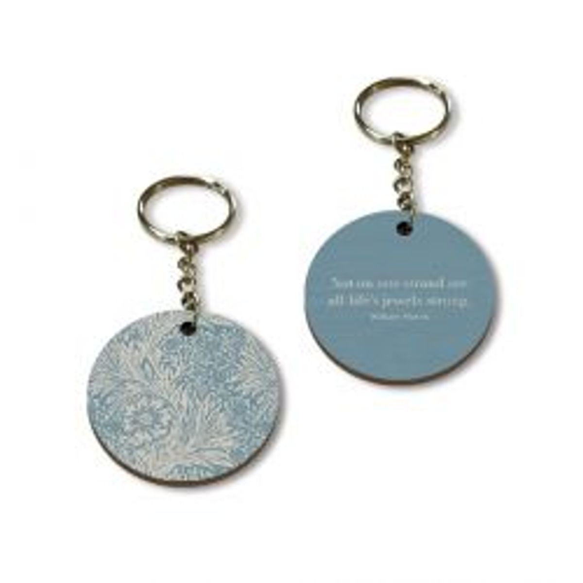 Customworks Key Ring In Wood Morris Modern Marigold - Blue - Nøglering