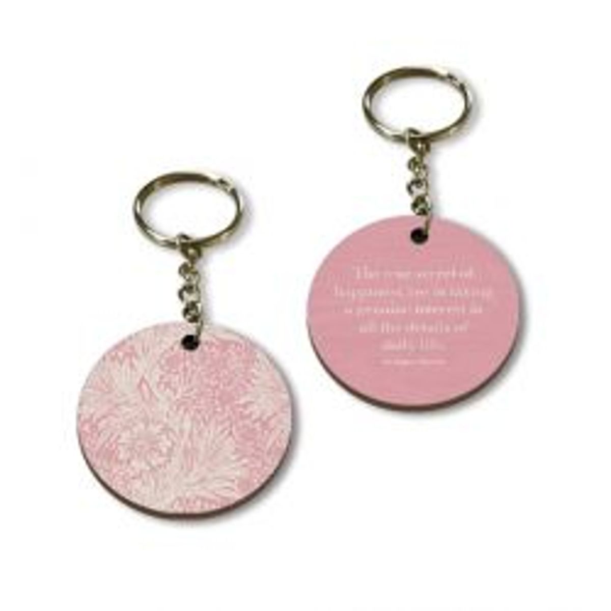 Customworks Key Ring In Wood Morris Modern Marigold - Pink - Nøglering