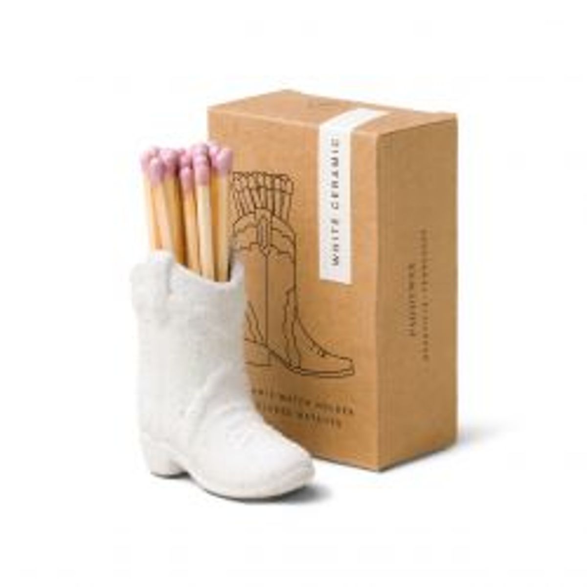 Paddywax Matchsticks In Cowboy Boot, White - Diverse