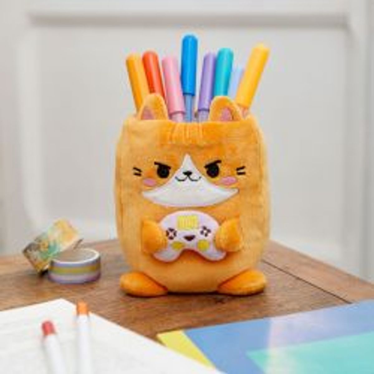 Balvi Pen Holder,fluffy Kawaii Gamer,plastic/fabric - Diverse