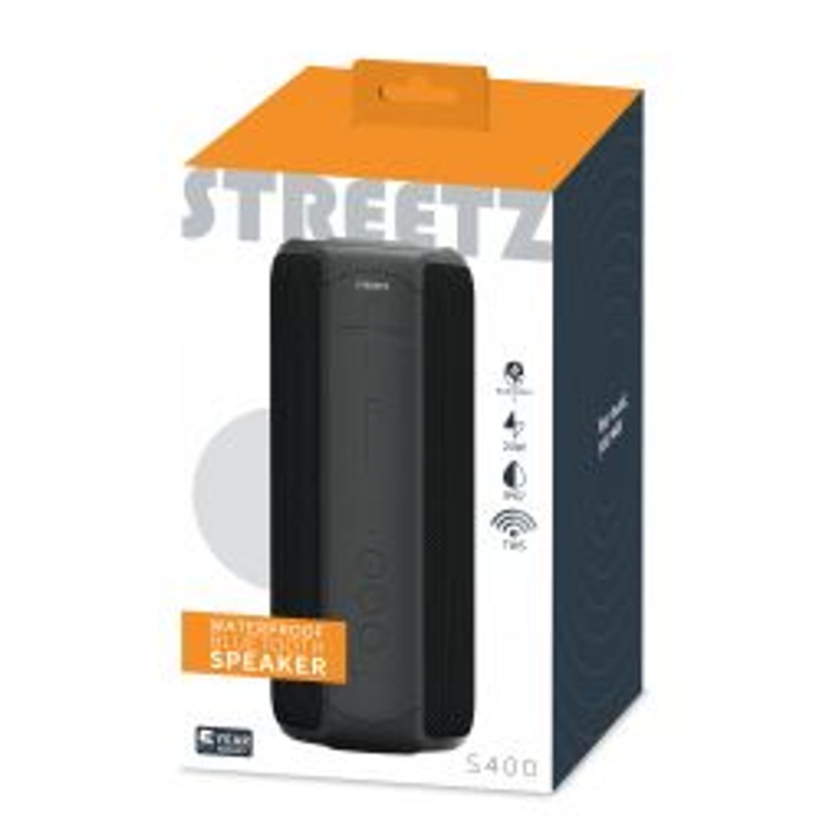 Streetz S400 Waterproof Bluetooth Speaker, 2x 10 W, Aux, Ipx7, Black - Højttaler