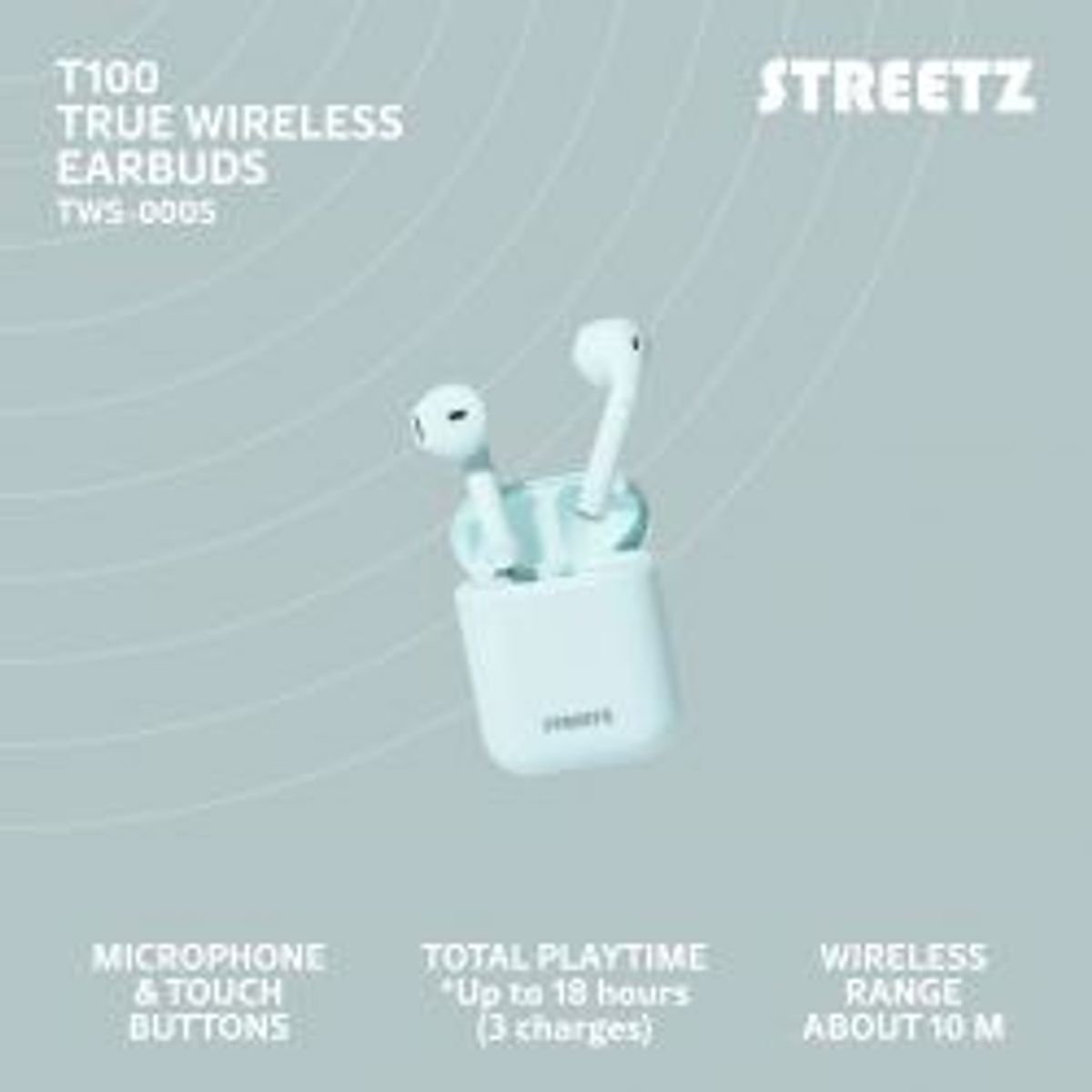 Streetz T100 True Wireless Stereo Semi-in-ear, Matte Blue - Høretelefon