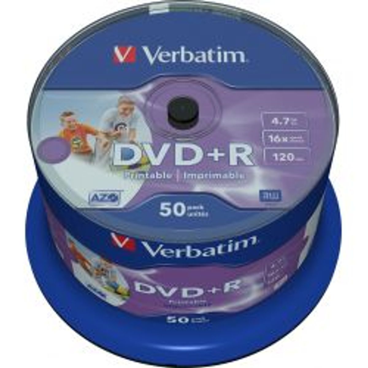 Verbatim Dvd+r, 16x, 4.7 Gb/120 Min, 50-pack Spindel, Azo, Printable