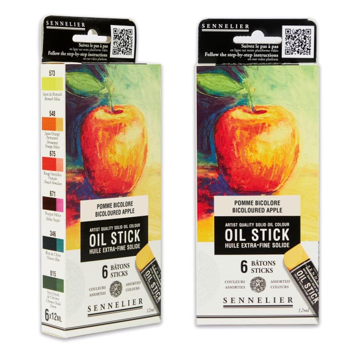 Sennelier Artist Oil Stick Set - 6 Mini Oil Sticks - Bicoloured Apple