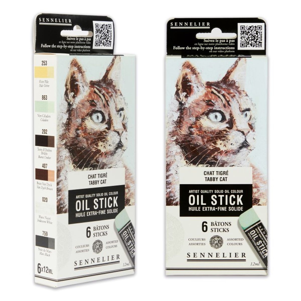 Sennelier Artist Oil Stick Set - 6 Mini Oil Sticks - Tabby Cat