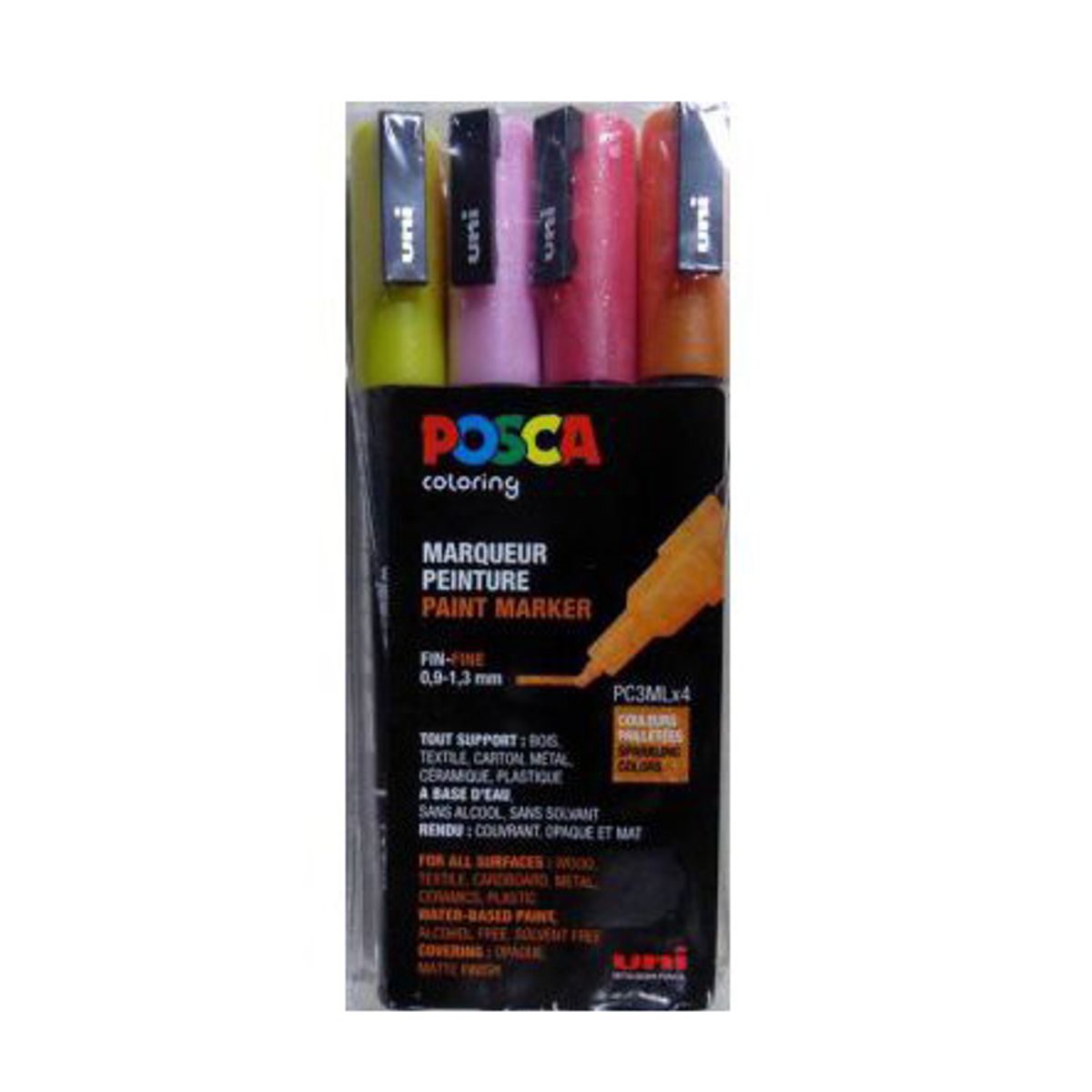 Posca Tusch - PC-3ML - Fin - Pakke med 4 stk.(Glitter - varme farver)