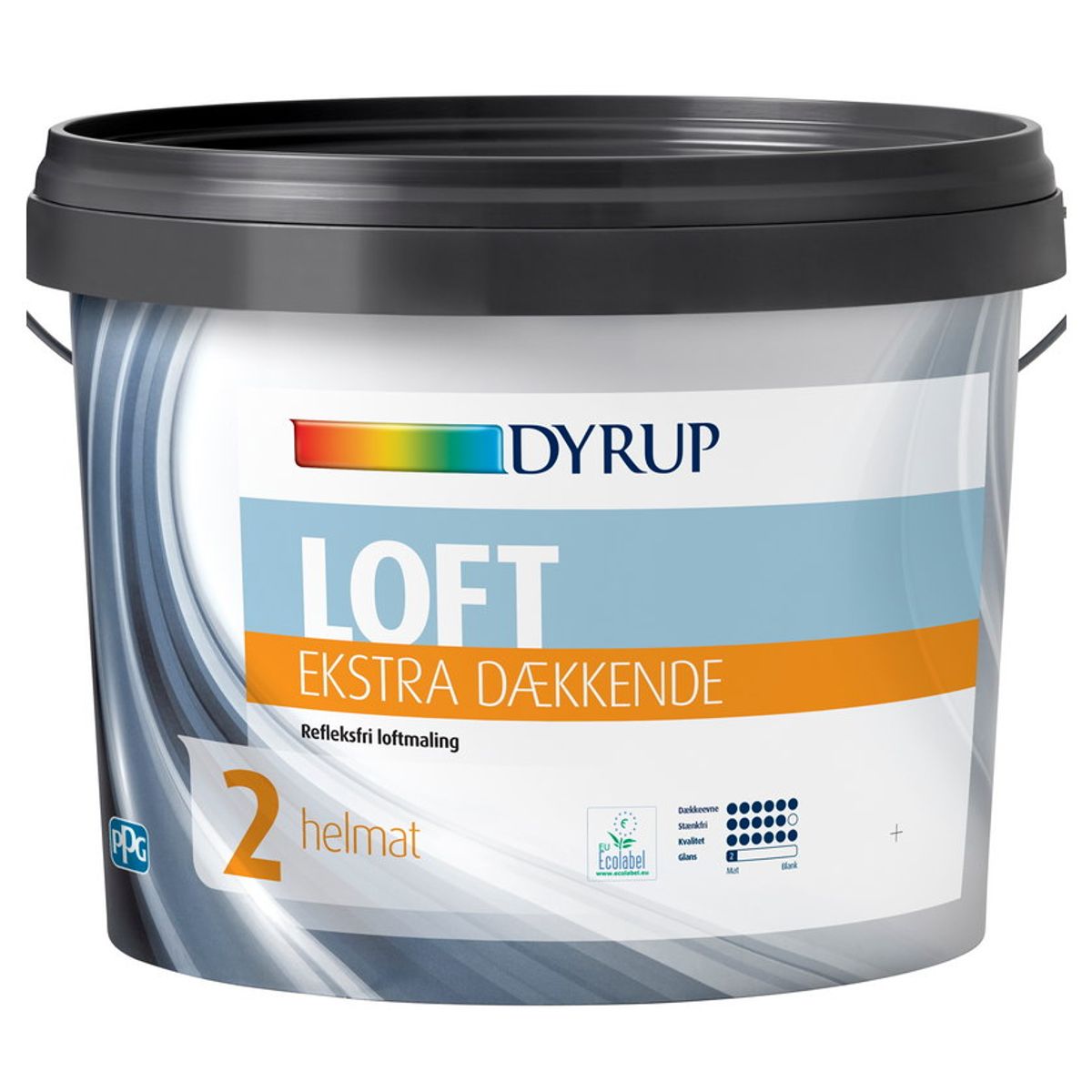 DYRUP Loftmaling Ekstra Dækkende Glans 02 Helmat Hvid - 9 liter