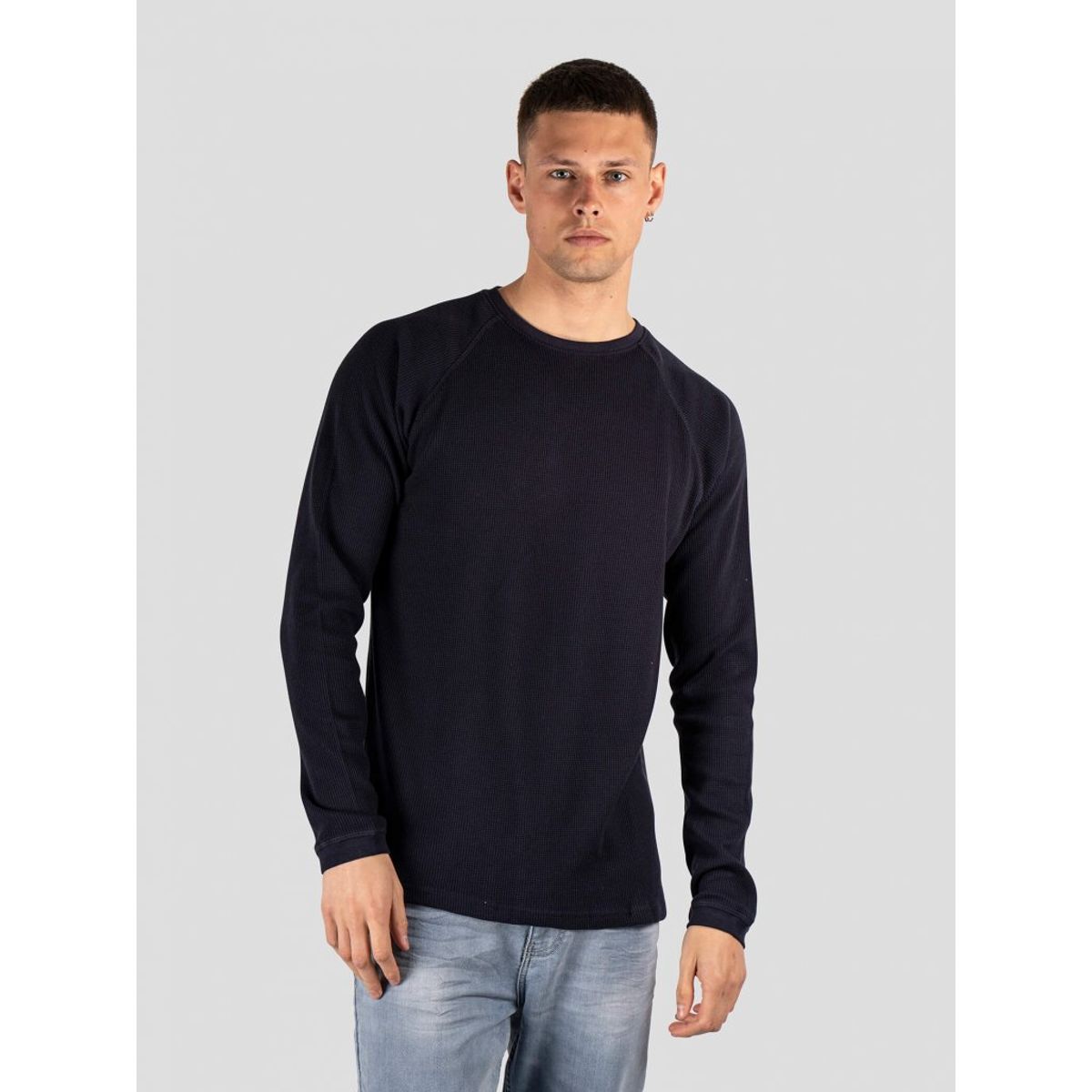 Marcus - Ziggi langærmet t-shirt i navy - Herre - 2XL