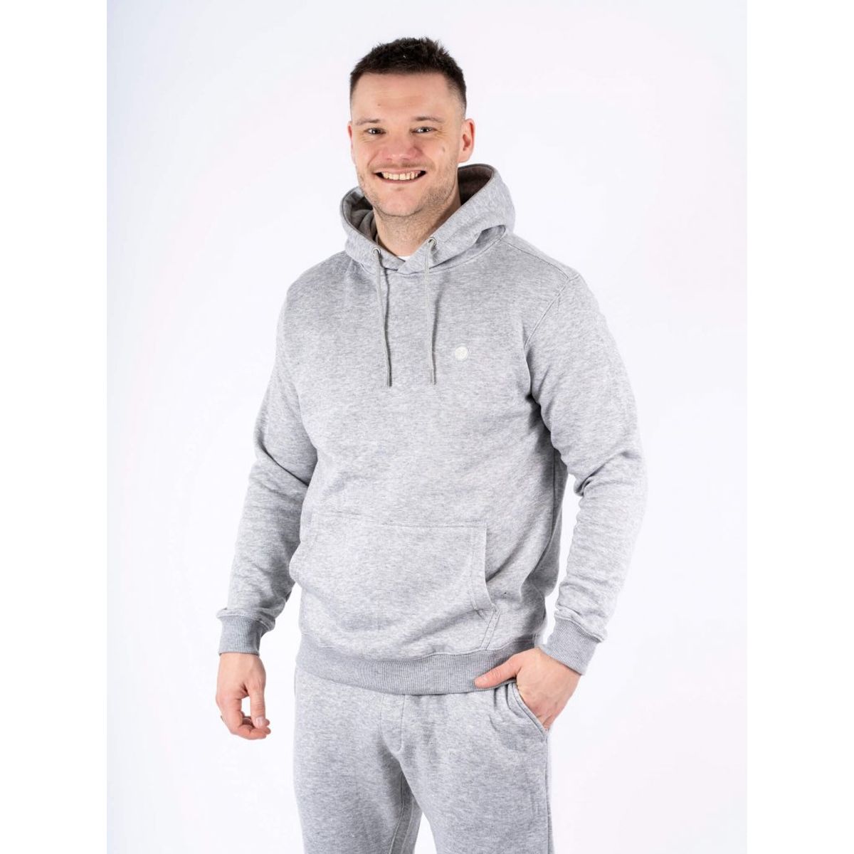 Marcus - Colin ensfarvet Hoodie i grå - Herre - 2XL