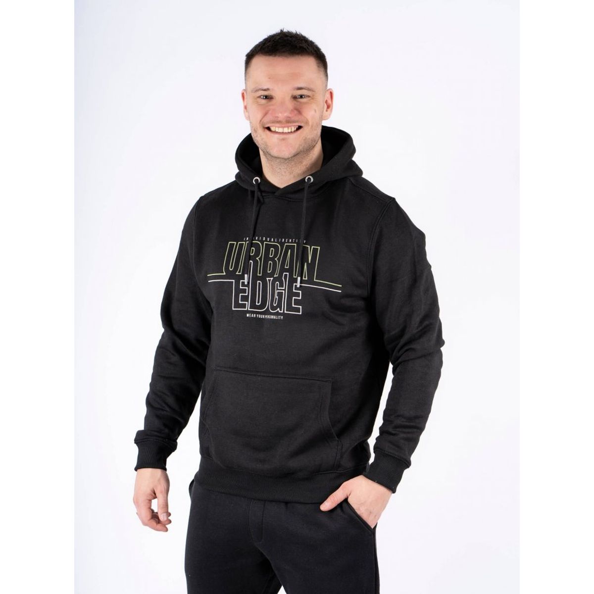 Marcus - Colin Hoodie med print i sort - Herre - XL