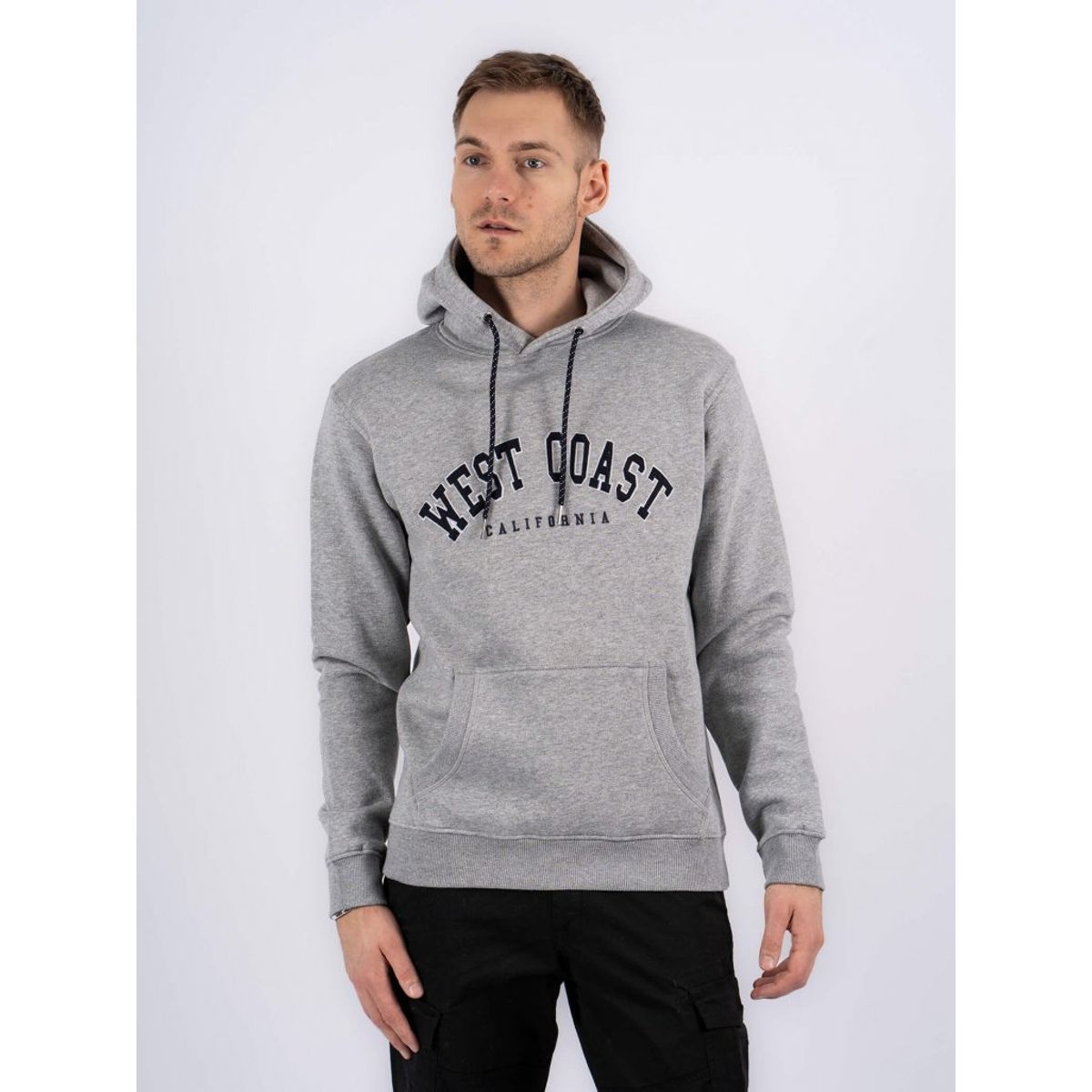 Marcus - Clint Hoodie med broderi i grå - Herre - Medium