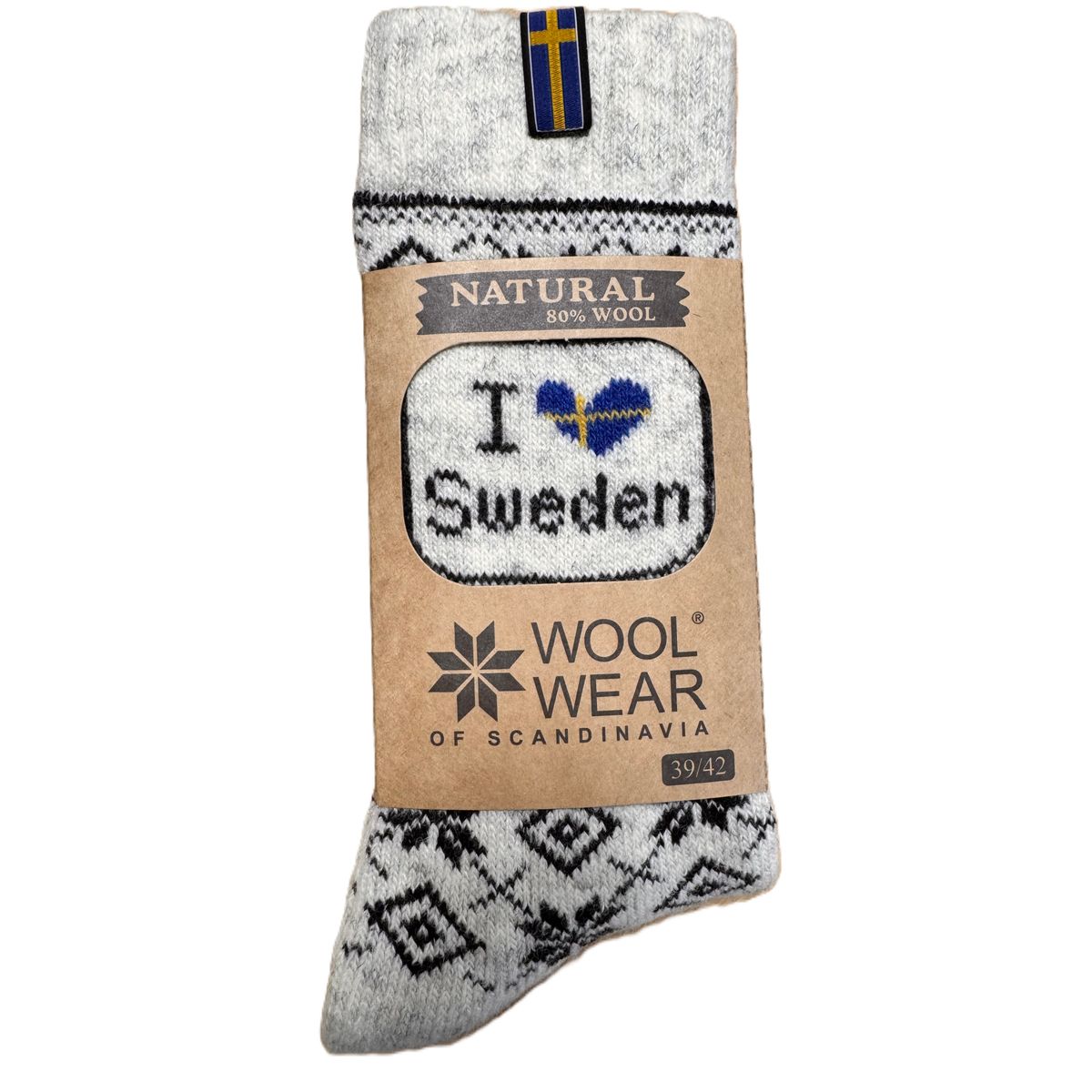 Wool Of Scandinavia Svenske Ragsokker M/ I Love Sweden-39-42