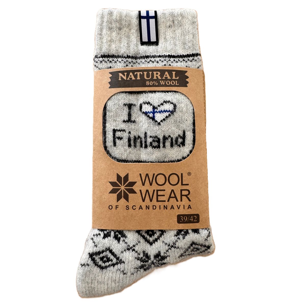 Wool Of Scandinavia Svenske Ragsokker M/ I Love Finland-35-38