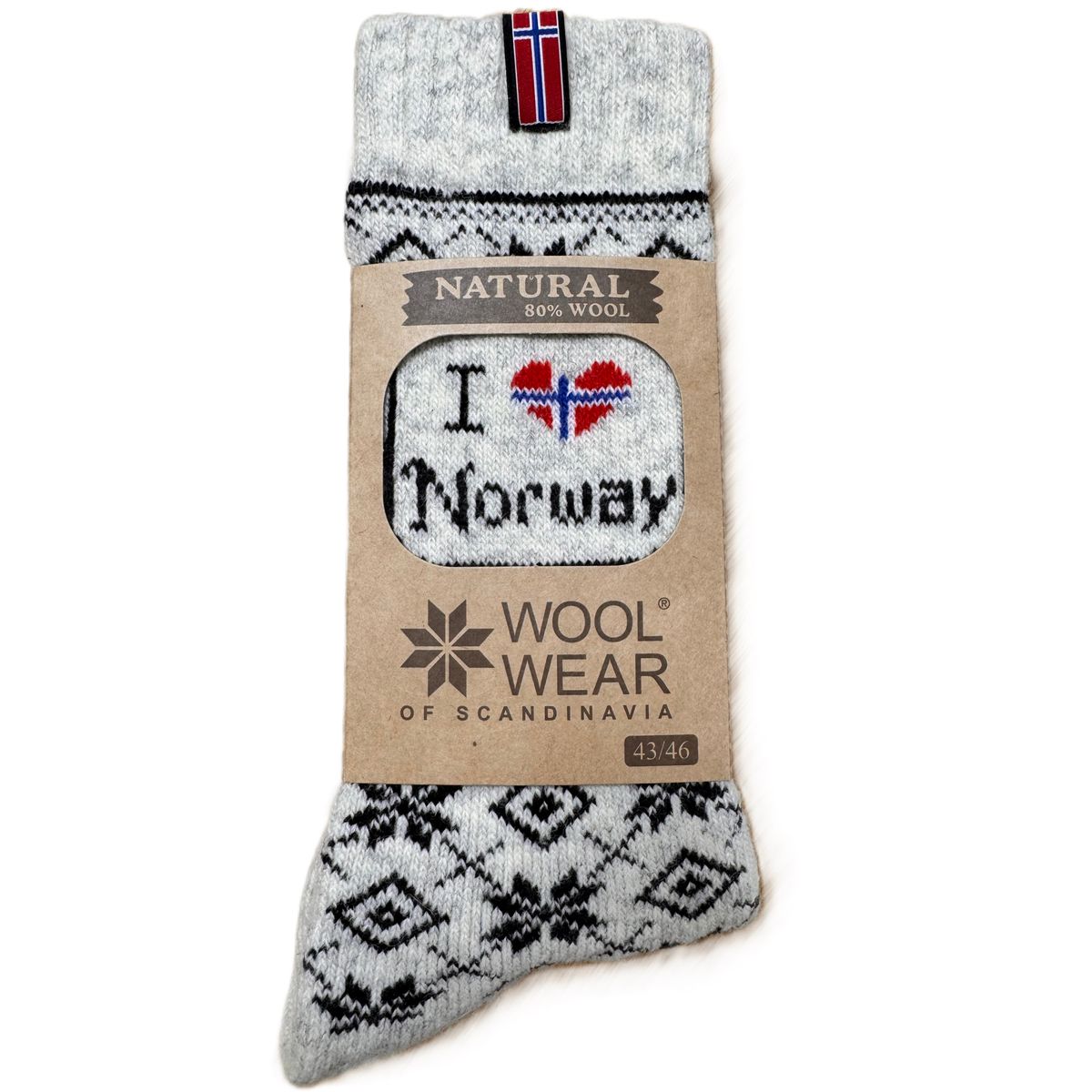 Wool Of Scandinavia Svenske Ragsokker M/ I Love Norway-43-46